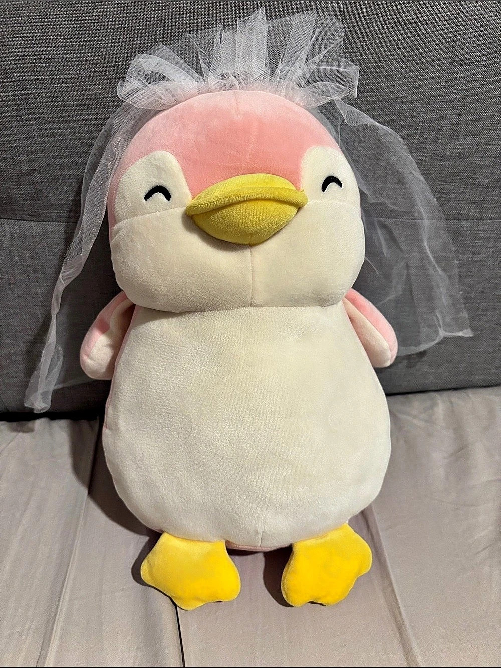 Miniso Life Plush Pink Bride Penguin with Veil